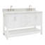 Meuble-lavabo double 61 po blanc Magnolia, avec comptoir en marbre de Carrare italien de 1,5 po et lavabo ovale-266492533-266492538-206985620