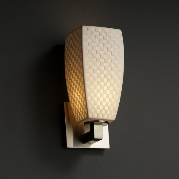 Applique murale 1 lumière modulaire Limoges, Feuille de bananier, Nickel brossé, Cylindre avec rebord plat