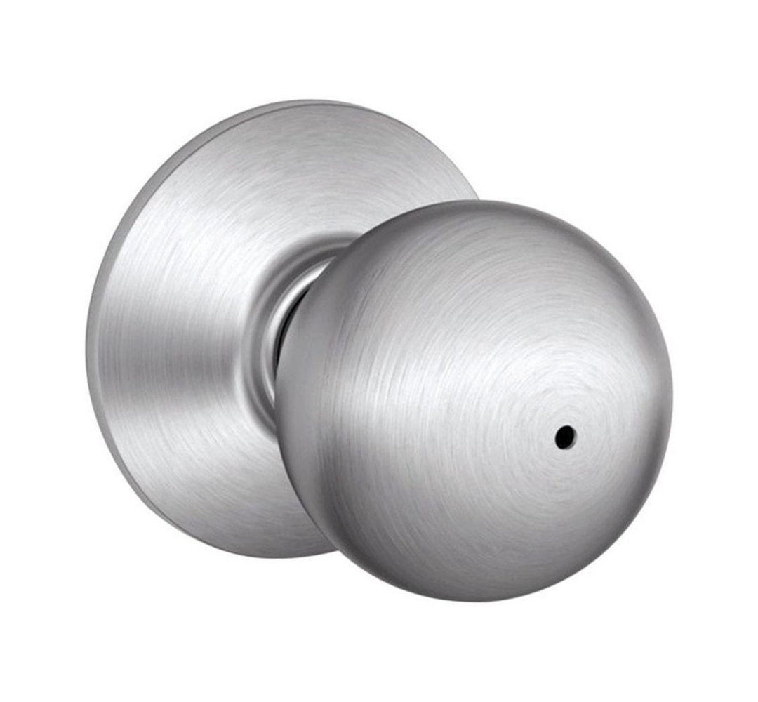 Schlage Orbit Satin Chrome Steel Privacy Lockset ANSI Grade 2 1-3/4 in. Schlage