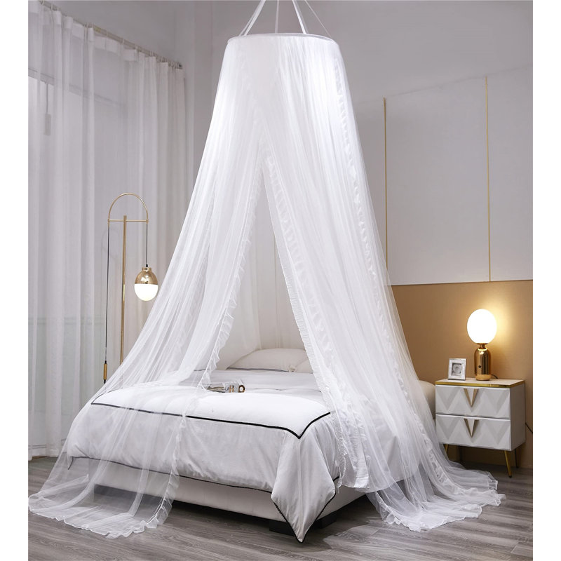 White Double Layer Princess Dome Bed Canopy