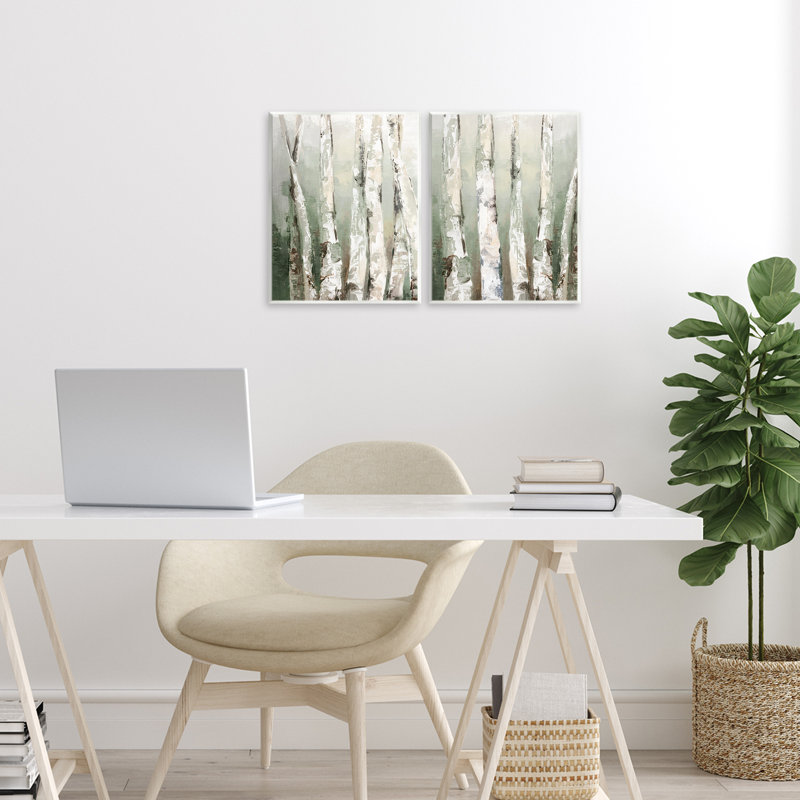 Ensemble de 2 plaques murales Organic Birch Forest Trees, design par Luna Mavis