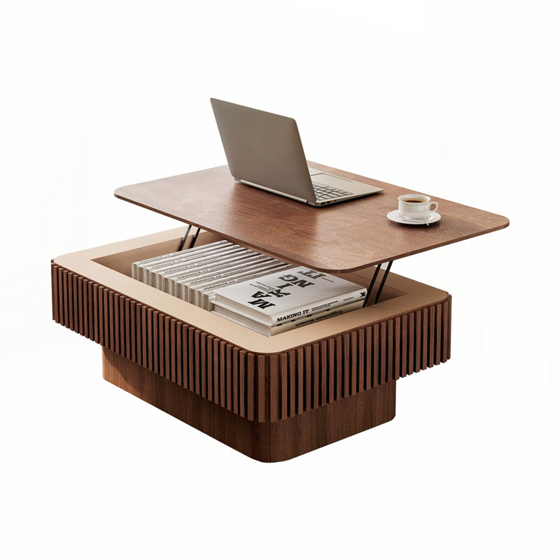 Solid Wood Veneered Modern Coffee Table, Walnut