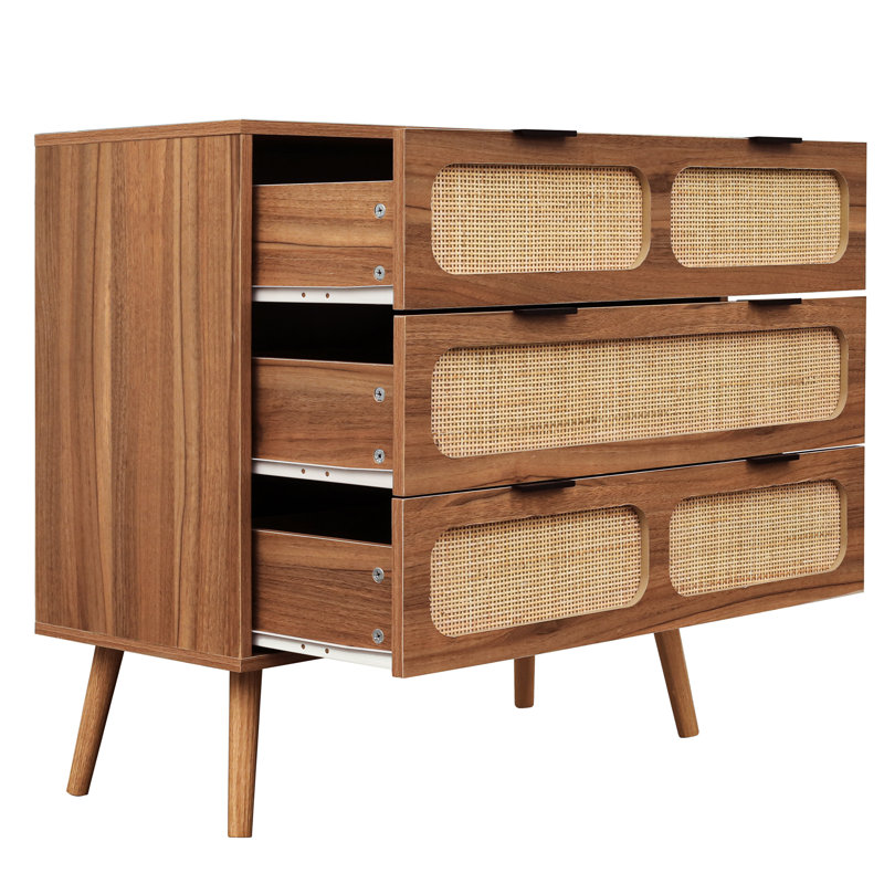 Table de chevet 3 tiroirs Crannell, Noyer