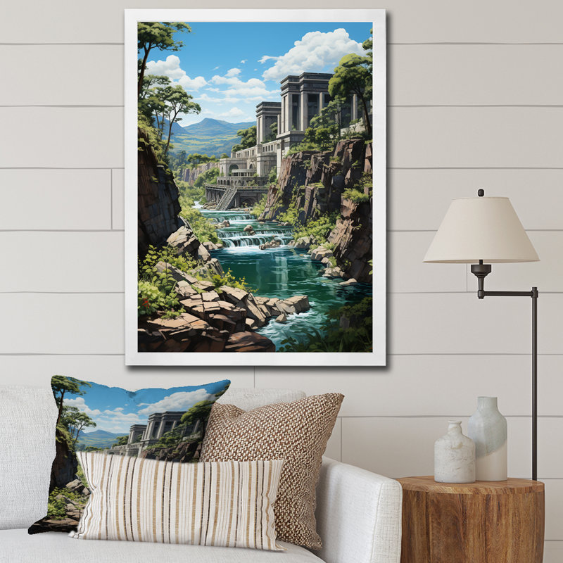 «Mansfield Dam Landscape III», reproduction sur toile, H 20 po x l 12 po x P 1 po, Cadre photo blanc