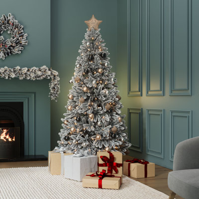 Luxury Pre-lit Faux Hinged Snowy Christmas Tree