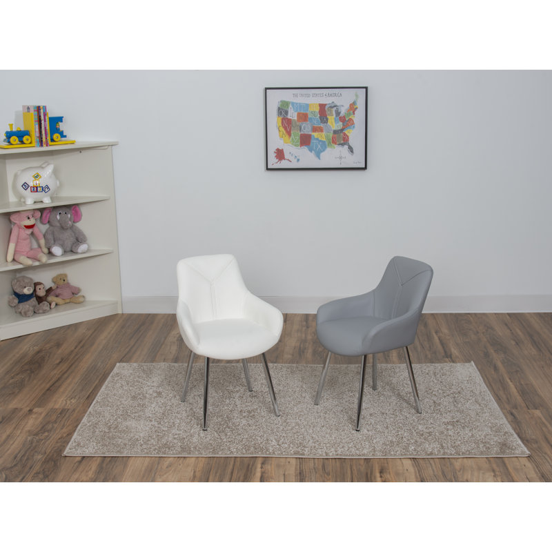 Ariad Kids 12.5'' Chair and Ottoman, White/Gray