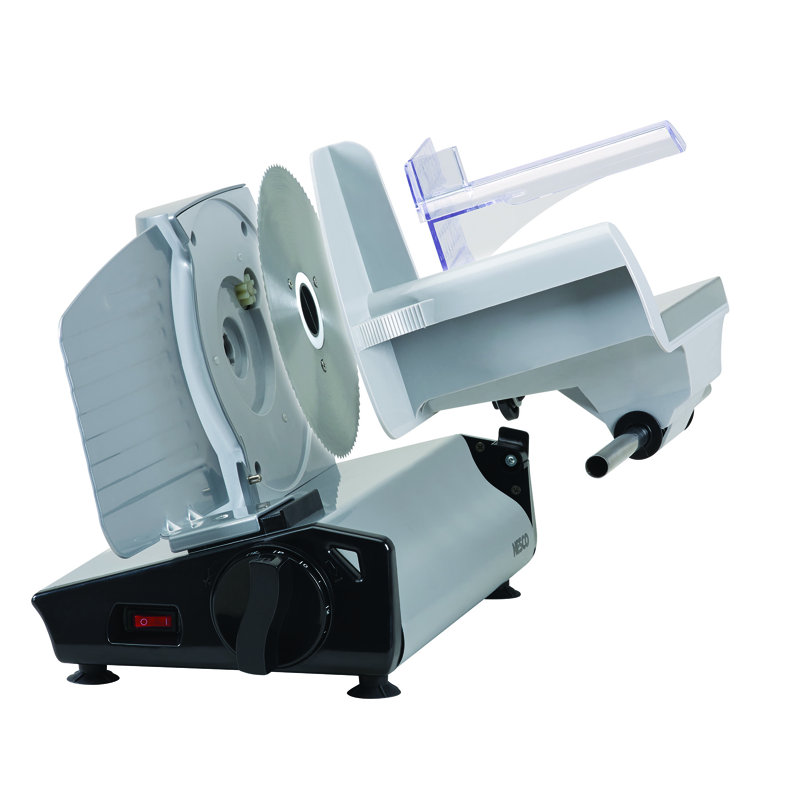 Gray Die-Cast Aluminum Electric Food Slicer with Blade Guard