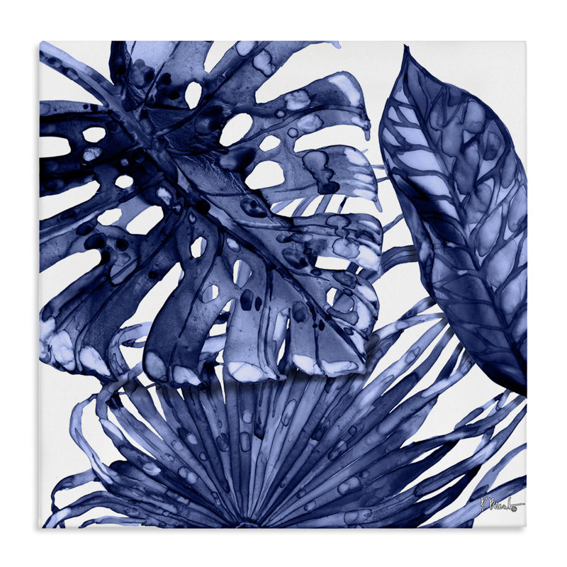 "Blue Hued Palms", art mural sur toile par Paul Brent, H 17 po x l 17 po