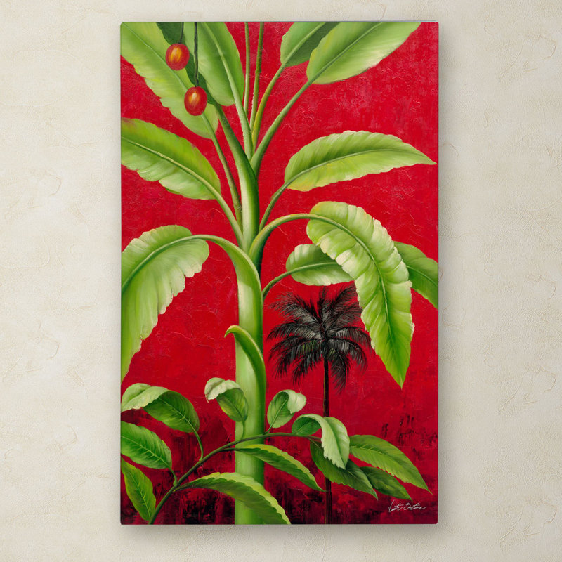 « tropical palm ii », reproduction d’art sur toile tendue, H 32 po x l 22 po x P 2 po