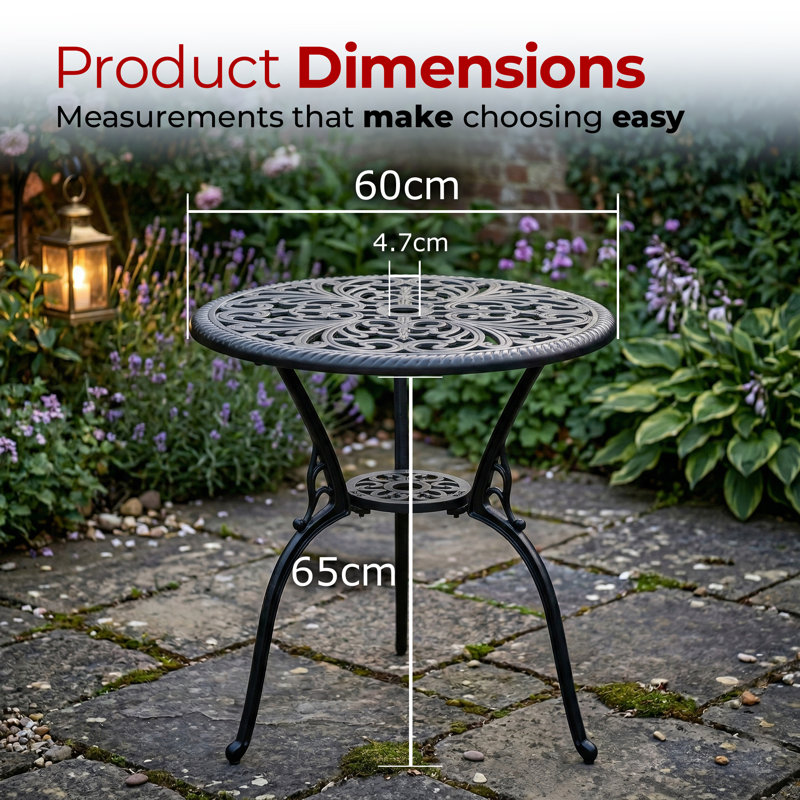 BANGUI Garden & Patio Cast Aluminium Bistro Table, Black