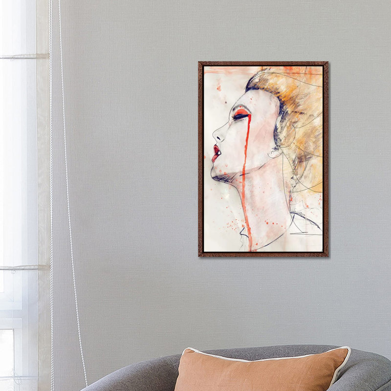 Orange Velvet by Leigh Viner - Painting on Canvas, Classic Brown Wood Framed, 66.04 cm H x 45.72 cm W