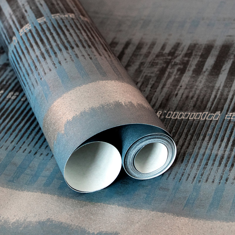 Adonea Hermes Smooth Metallic 33' L x 21" W Wallpaper Roll, Midnight Blue