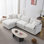 Canapé modulaire rembourré en tissu de chenille doux, canapé modulaire 3 places avec repose-pieds