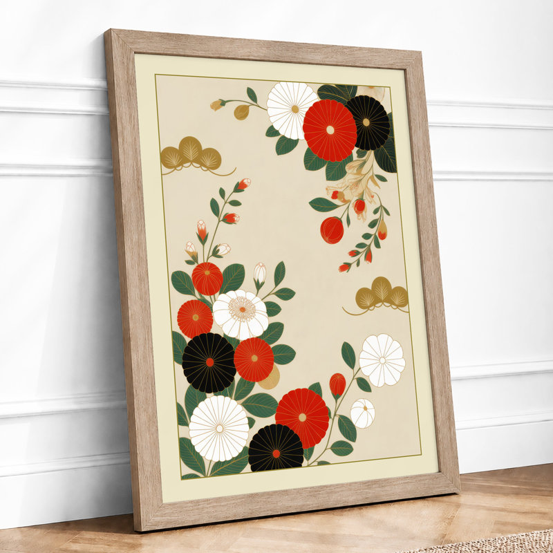 Scattered Blooms Botanical - Framed Print, A2 - 59.4 x 42.0 cm, Oak
