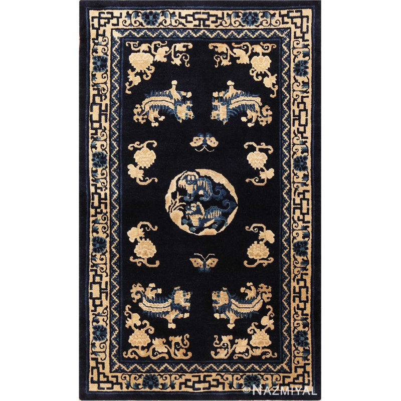 Petit tapis chinois antique Foo Dog