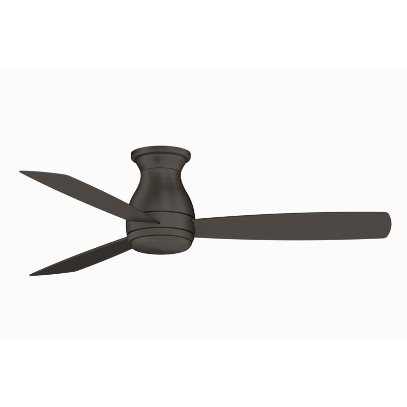 Hugh 52 inch Indoor/Outdoor Flush Mount Ceiling Fan with LED Light Kit and Remote Control - Matte Greige, Matte Greige