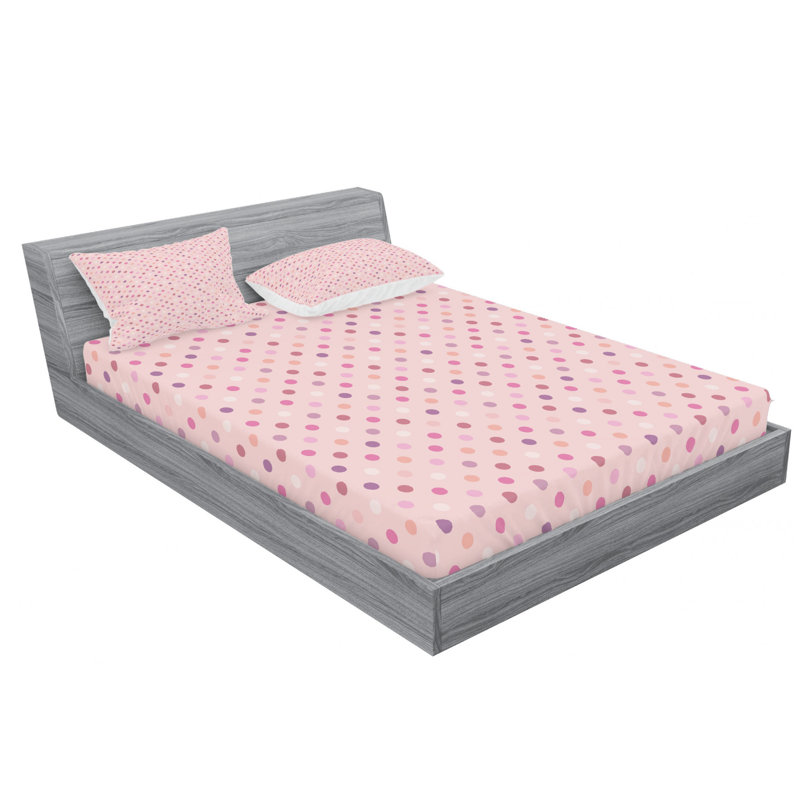 Pink Polka Dot Microfiber Queen Sheet Set with Pillowcase
