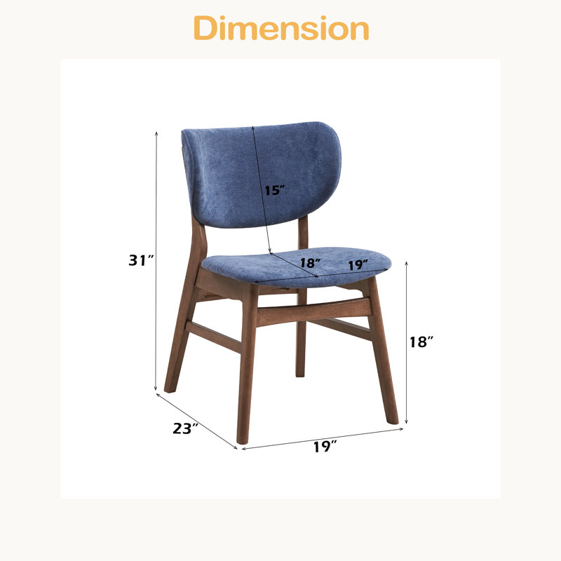 Ensemble de 2 chaises d'appoint en tissu et finition, Bleu