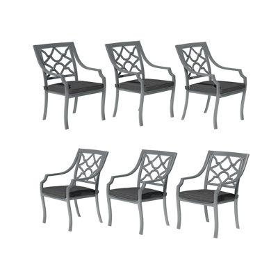 Powder Coated Cast Aluminum Outdoor Dining Armchair With Cushion
