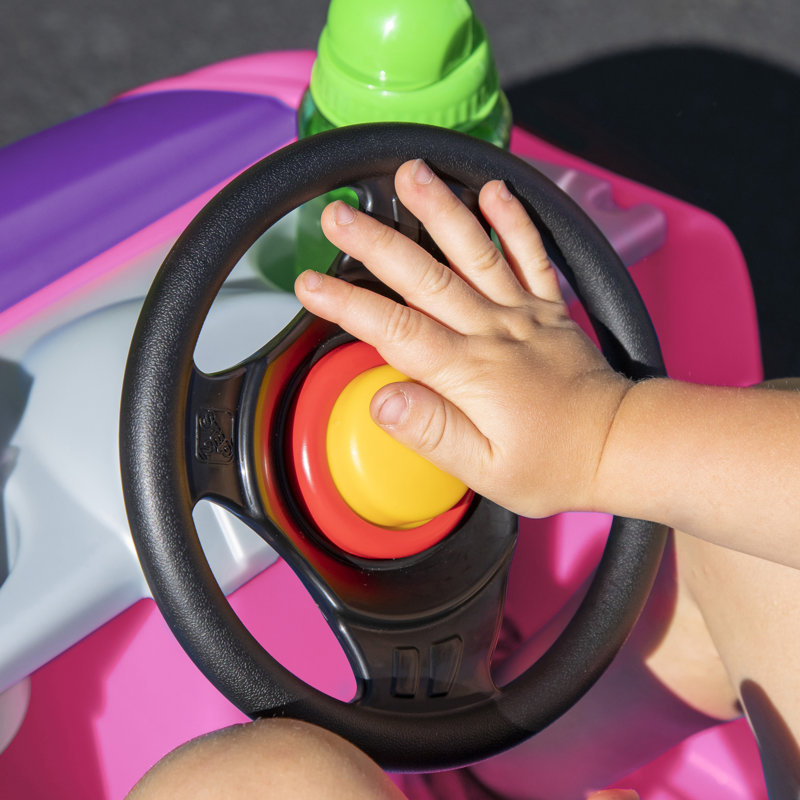 Pink Toddler Push Car with Steering Wheel and Seat Belt