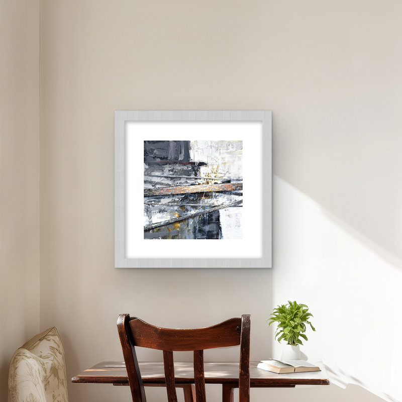Texturized Paint Splashing Stripes - Bedroom Abstract Print
