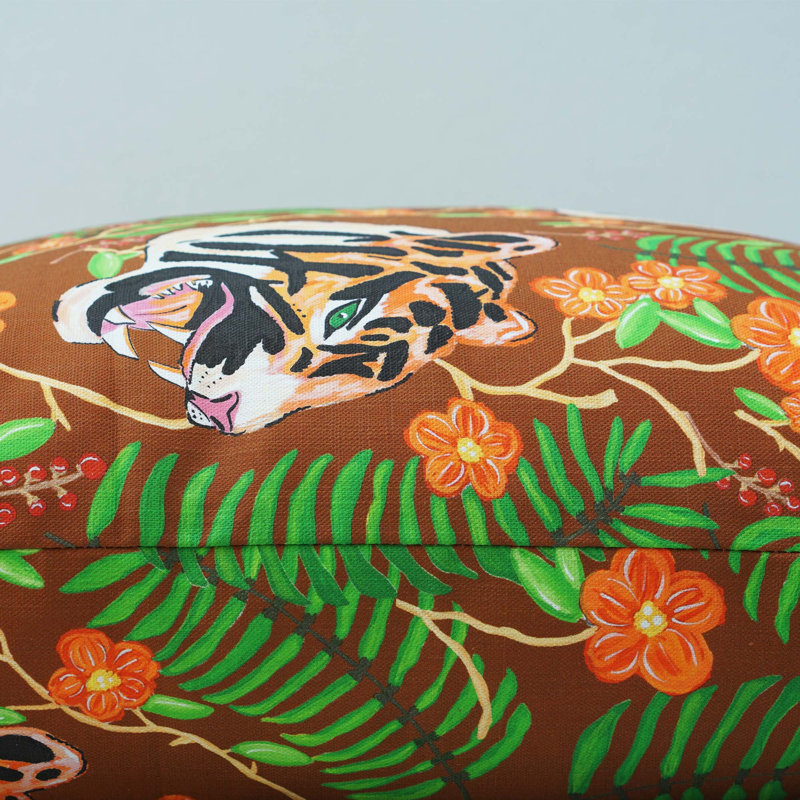 Pradesh Tiger Cotton/Linen Pillow Cover, 20" H x 20" W