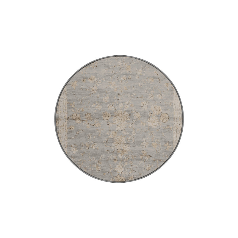Machine Washable Gray Area Rug GSIX03597, Round 4'