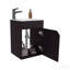 Floating Wide One-Door Vanity With Resin Sink And Two Shelves, Bathroom Storage, White-129597737