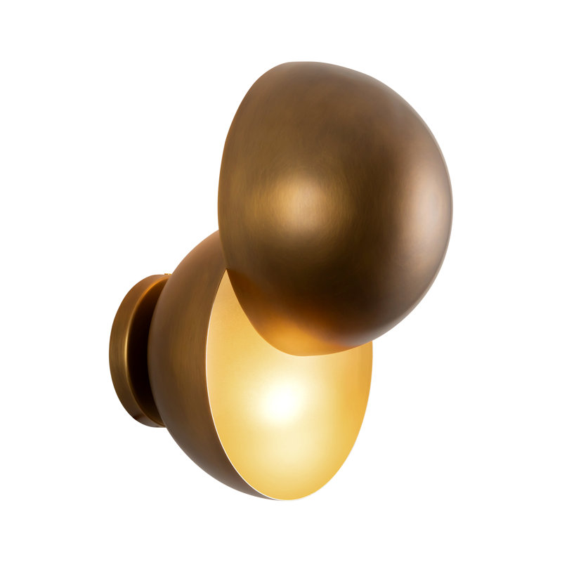 Void 12-in Black dimmable LED Wall Sconce, Antique Brass