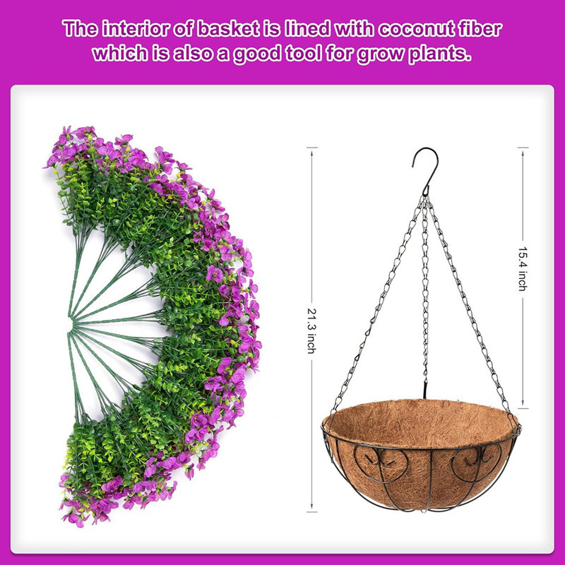 Panier suspendu à fleurs artificielles pour l'extérieur