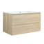 Meuble-lavabo 36 po avec lavabo en céramique à montage en douceur, lavabo moderne en chêne 2 tiroirs, fixation murale-519676854
