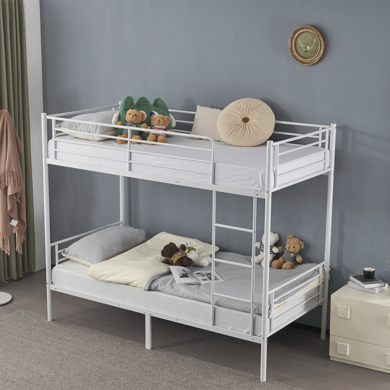 Single (3') Bunk Bed with Built-in Ladder Included, White