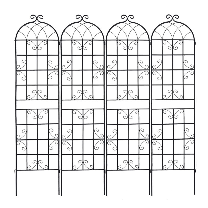 Ensemble de 4 treillis de jardin en métal 86,7 "x 19,7" antirouille pour plantes grimpantes, Noir