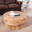 Table basse ronde en bois 30,3 po avec plateau de table ouvert