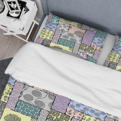 Multicolor Geometric Patchwork Polyester Patchwork Duvet Cover