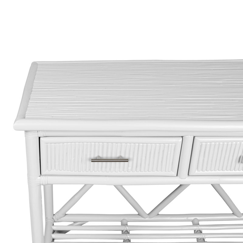54'' Wide 3 Drawer Rattan Wood Sideboard, White