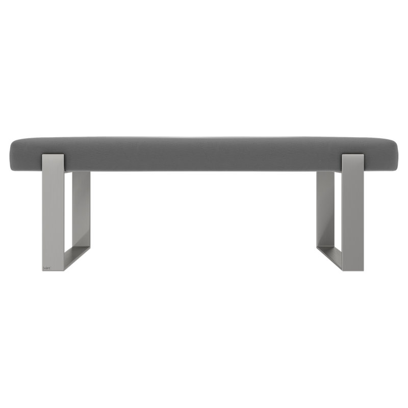 Banc rembourré Sapan, Cuir rétro, Gris clair