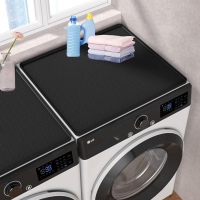 Washer And Dryer Covers - Black 27''X 27'' Silicone Protector Mat For Washing Machine Countertop - Non-Slip Rubber Waterproof Dustproof- 2 Pack