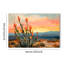 Tableau sur toile - Coucher de soleil dans le désert avec bouquet de fleurs orange, style impressionniste - 61 x 91 cm pour salon et chambre