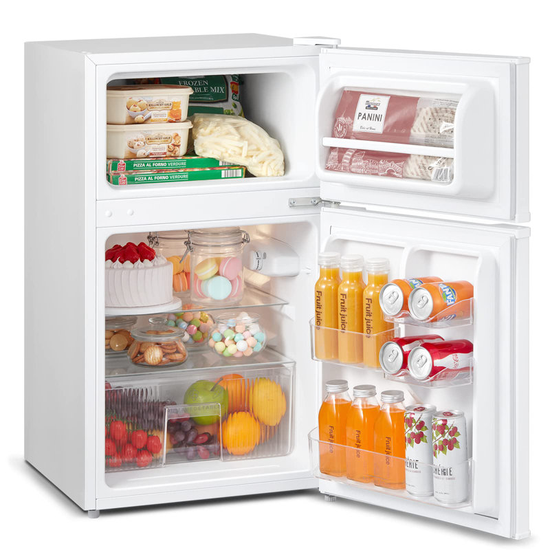 Living And Home 0.087m³ L Freestanding Mini Fridge with Freezer, White