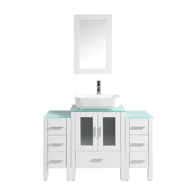 48'' Free Standing Single Bathroom Vanity with Glass Top -  Latitude Run®, 3B160D3A81A84C608004D298691C2D78