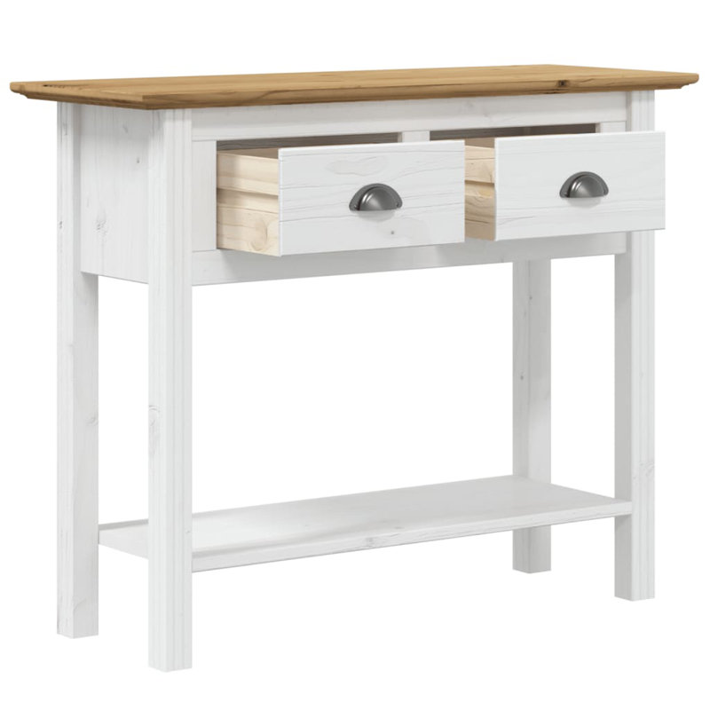 Posen 90cm Solid Wood Console Table, White, Brown