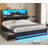 Upholstered Platform Bed Frame Full Size with Charging Station, 4 Drawers and LED Lights, Heavy Duty, No Box Spring Needed-215176010-202005754