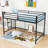 Annazette Twin Size Metal Loft Bed Frame With Ladder And Guardrails