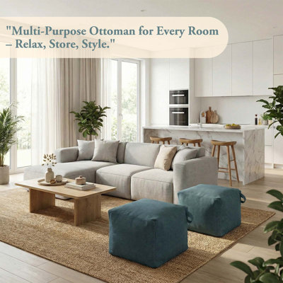 Versatile Pouf Foot Rest With Washable Cover&Anti-Slip Base, Modular Design Pouf Ottoman