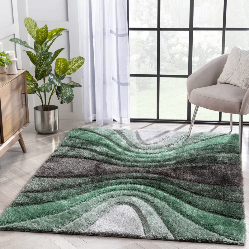 San Francisco Green/Black/Grey Rug, Rectangle 120 x 160cm