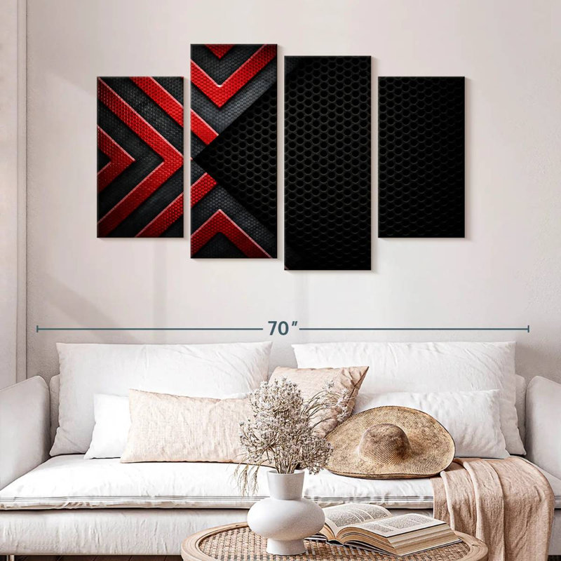 Rouge / noir / noir, H 32 po x l 52 po