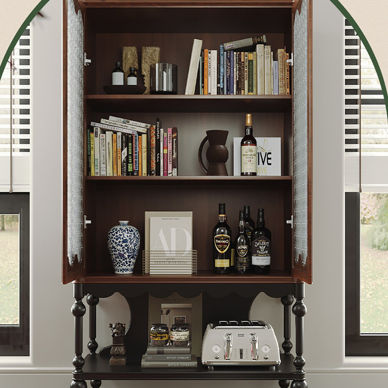 French style retro high leg bookcase, Brown