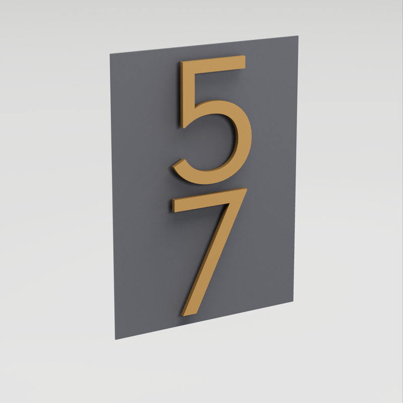Petite plaque d'adresse murale Simply Sweet, Gris, Laiton