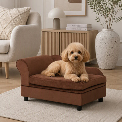 Sofa pour chien avec dossier et rangement